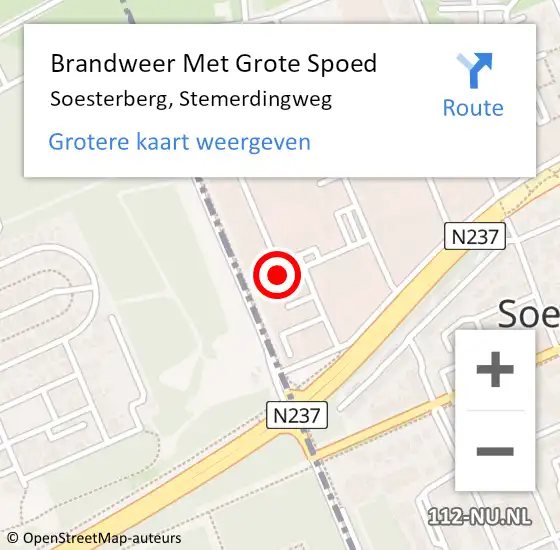 Locatie op kaart van de 112 melding: Brandweer Met Grote Spoed Naar Soesterberg, Stemerdingweg op 20 juni 2023 21:16