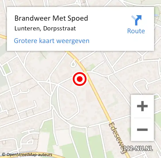 Locatie op kaart van de 112 melding: Brandweer Met Spoed Naar Lunteren, Dorpsstraat op 20 juni 2023 22:07