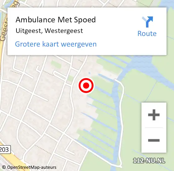 Locatie op kaart van de 112 melding: Ambulance Met Spoed Naar Uitgeest, Westergeest op 20 juni 2023 22:18