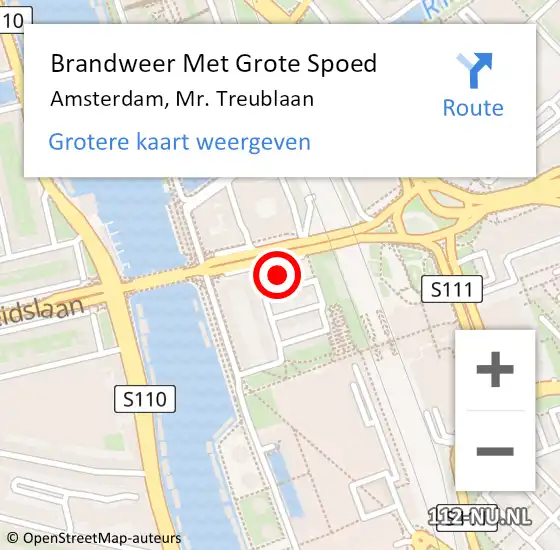 Locatie op kaart van de 112 melding: Brandweer Met Grote Spoed Naar Amsterdam, Mr. Treublaan op 21 juni 2023 00:24
