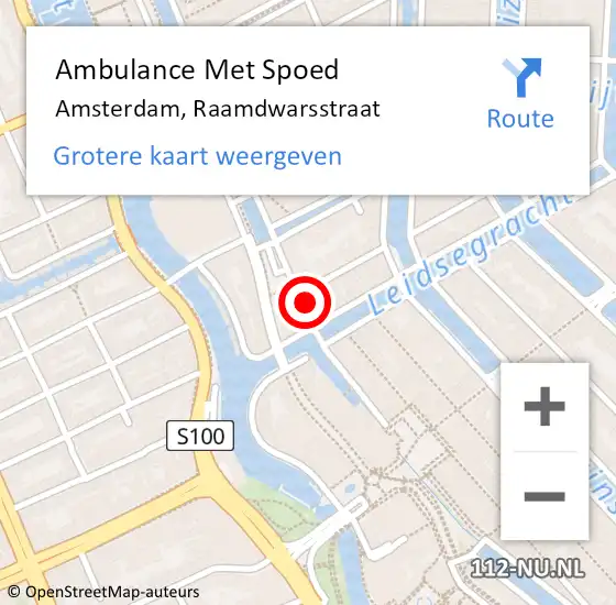 Locatie op kaart van de 112 melding: Ambulance Met Spoed Naar Amsterdam, Raamdwarsstraat op 21 juni 2023 01:34