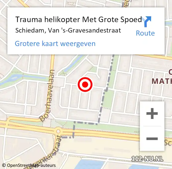 Locatie op kaart van de 112 melding: Trauma helikopter Met Grote Spoed Naar Schiedam, Van 's-Gravesandestraat op 21 juni 2023 03:04