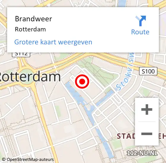 Locatie op kaart van de 112 melding: Brandweer Rotterdam op 29 augustus 2014 18:28