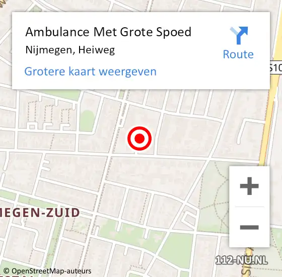 Locatie op kaart van de 112 melding: Ambulance Met Grote Spoed Naar Nijmegen, Heiweg op 29 augustus 2014 18:32