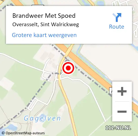 Locatie op kaart van de 112 melding: Brandweer Met Spoed Naar Overasselt, Sint Walrickweg op 21 juni 2023 07:51