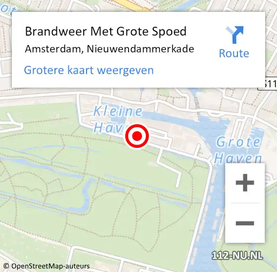 Locatie op kaart van de 112 melding: Brandweer Met Grote Spoed Naar Amsterdam, Nieuwendammerkade op 21 juni 2023 10:07