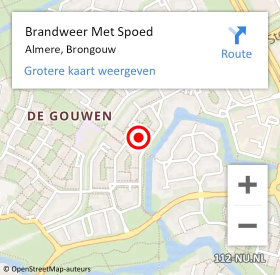 Locatie op kaart van de 112 melding: Brandweer Met Spoed Naar Almere, Brongouw op 21 juni 2023 12:04