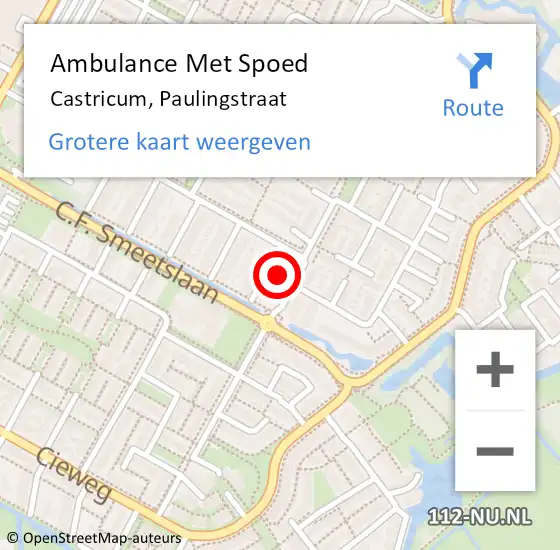 Locatie op kaart van de 112 melding: Ambulance Met Spoed Naar Castricum, Paulingstraat op 21 juni 2023 13:33
