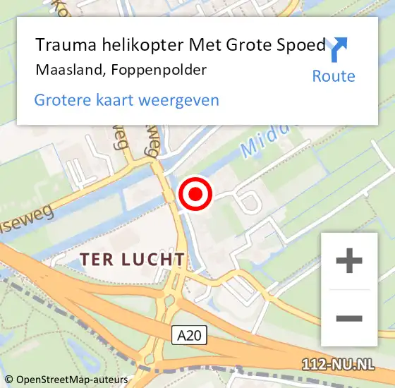 Locatie op kaart van de 112 melding: Trauma helikopter Met Grote Spoed Naar Maasland, Foppenpolder op 21 juni 2023 14:39