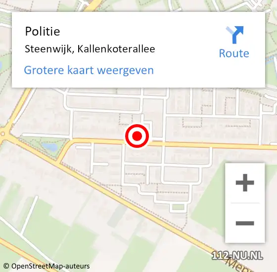 Locatie op kaart van de 112 melding: Politie Steenwijk, Kallenkoterallee op 21 juni 2023 14:48