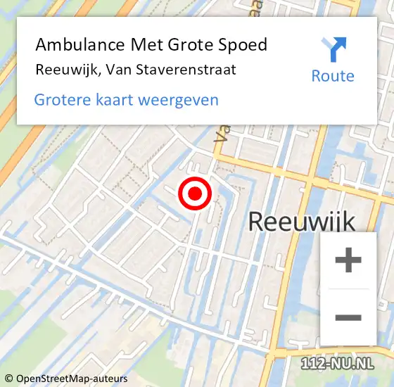Locatie op kaart van de 112 melding: Ambulance Met Grote Spoed Naar Reeuwijk, Van Staverenstraat op 21 juni 2023 15:12