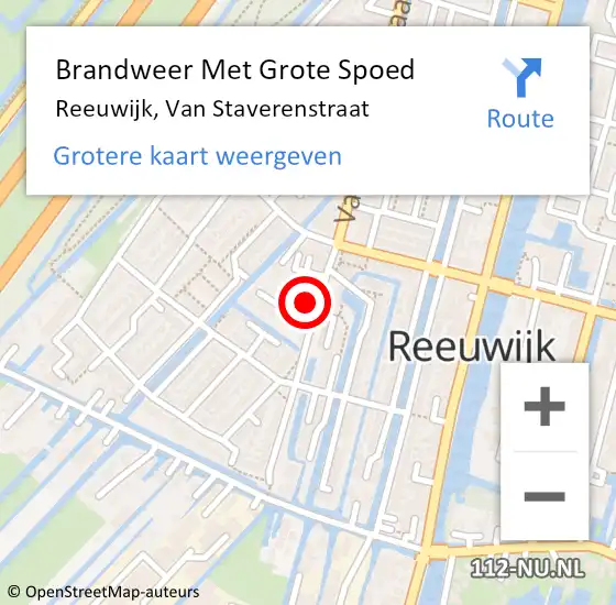 Locatie op kaart van de 112 melding: Brandweer Met Grote Spoed Naar Reeuwijk, Van Staverenstraat op 21 juni 2023 15:15