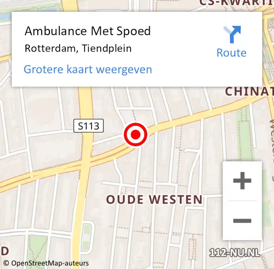 Locatie op kaart van de 112 melding: Ambulance Met Spoed Naar Rotterdam, Tiendplein op 21 juni 2023 15:48