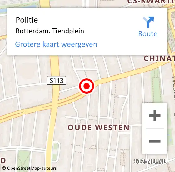 Locatie op kaart van de 112 melding: Politie Rotterdam, Tiendplein op 21 juni 2023 15:55
