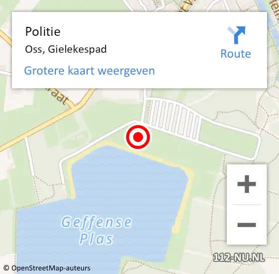 Locatie op kaart van de 112 melding: Politie Oss, Gielekespad op 21 juni 2023 16:11