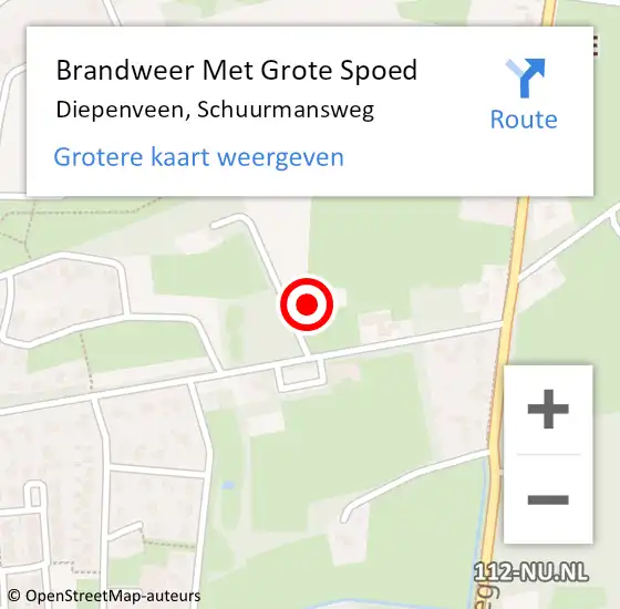 Locatie op kaart van de 112 melding: Brandweer Met Grote Spoed Naar Diepenveen, Schuurmansweg op 21 juni 2023 16:32