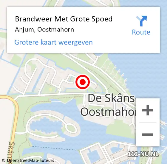 Locatie op kaart van de 112 melding: Brandweer Met Grote Spoed Naar Anjum, Oostmahorn op 21 juni 2023 16:39