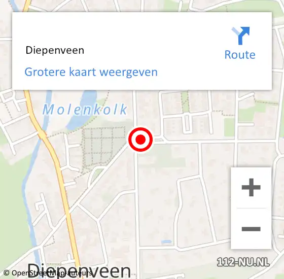 Locatie op kaart van de 112 melding:  Diepenveen op 21 juni 2023 17:06