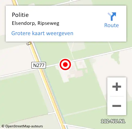 Locatie op kaart van de 112 melding: Politie Elsendorp, Ripseweg op 21 juni 2023 18:52