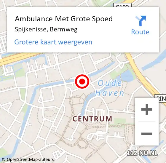 Locatie op kaart van de 112 melding: Ambulance Met Grote Spoed Naar Spijkenisse, Bermweg op 21 juni 2023 21:03