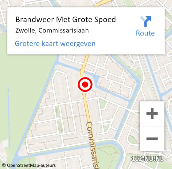 Locatie op kaart van de 112 melding: Brandweer Met Grote Spoed Naar Zwolle, Commissarislaan op 21 juni 2023 21:32