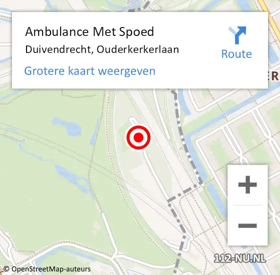 Locatie op kaart van de 112 melding: Ambulance Met Spoed Naar Duivendrecht, Ouderkerkerlaan op 21 juni 2023 21:33