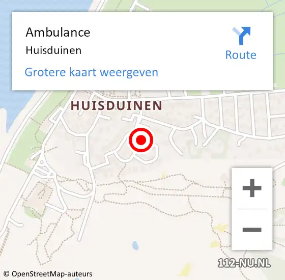 Locatie op kaart van de 112 melding: Ambulance Huisduinen op 22 juni 2023 07:08