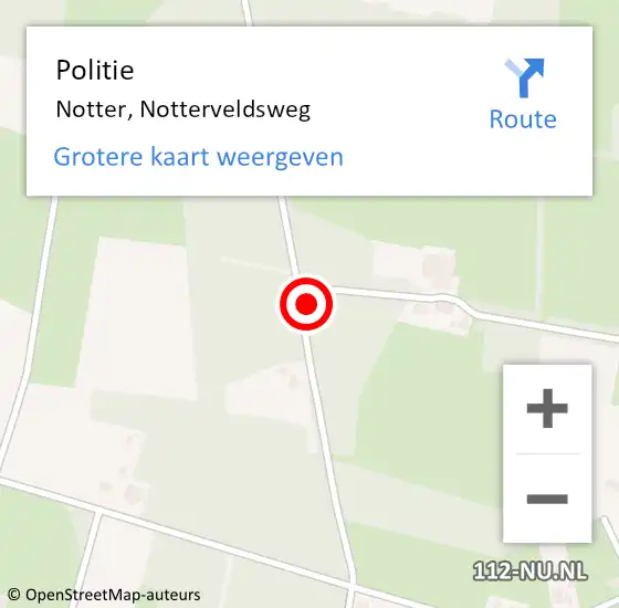 Locatie op kaart van de 112 melding: Politie Notter, Notterveldsweg op 22 juni 2023 07:45