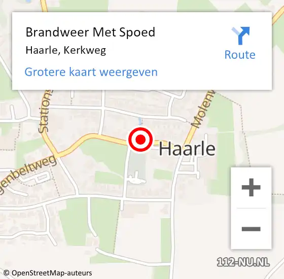 Locatie op kaart van de 112 melding: Brandweer Met Spoed Naar Haarle, Kerkweg op 22 juni 2023 09:24