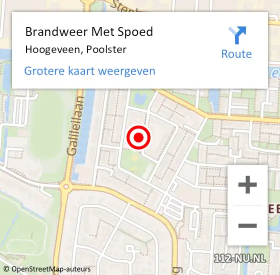 Locatie op kaart van de 112 melding: Brandweer Met Spoed Naar Hoogeveen, Poolster op 22 juni 2023 09:29