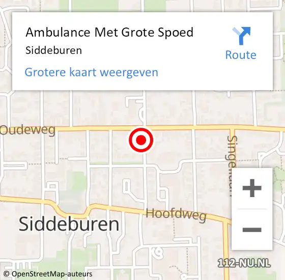 Locatie op kaart van de 112 melding: Ambulance Met Grote Spoed Naar Siddeburen op 22 juni 2023 12:25
