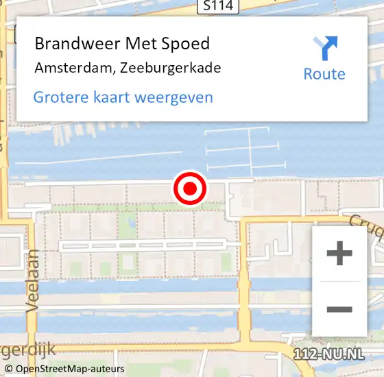 Locatie op kaart van de 112 melding: Brandweer Met Spoed Naar Amsterdam, Zeeburgerkade op 22 juni 2023 13:22