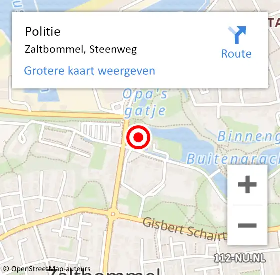 Locatie op kaart van de 112 melding: Politie Zaltbommel, Steenweg op 22 juni 2023 13:53