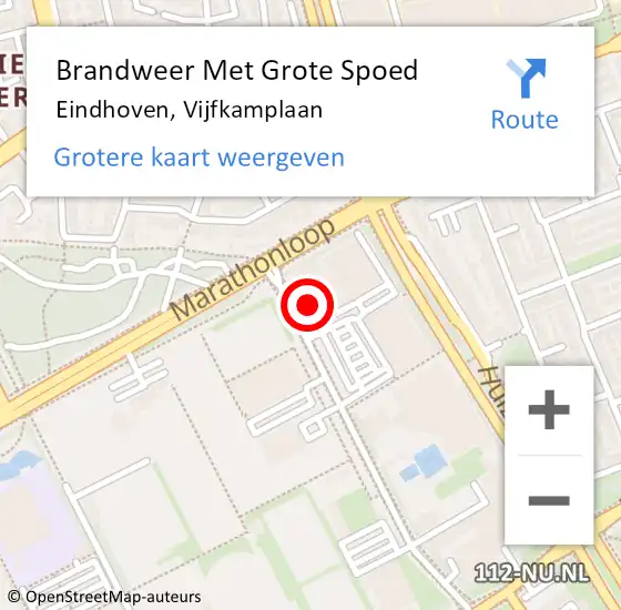 Locatie op kaart van de 112 melding: Brandweer Met Grote Spoed Naar Eindhoven, Vijfkamplaan op 22 juni 2023 14:25