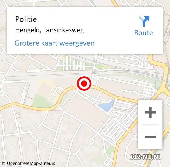 Locatie op kaart van de 112 melding: Politie Hengelo, Lansinkesweg op 22 juni 2023 14:35