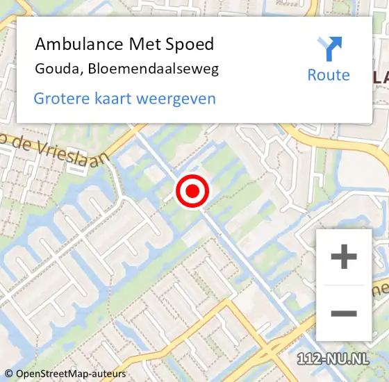 Locatie op kaart van de 112 melding: Ambulance Met Spoed Naar Gouda, Bloemendaalseweg op 22 juni 2023 14:54