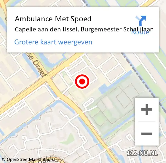 Locatie op kaart van de 112 melding: Ambulance Met Spoed Naar Capelle aan den IJssel, Burgemeester Schalijlaan op 22 juni 2023 14:58