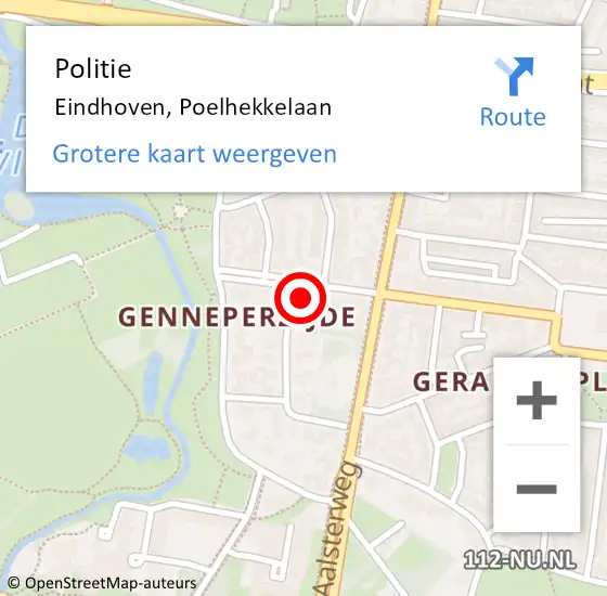 Locatie op kaart van de 112 melding: Politie Eindhoven, Poelhekkelaan op 22 juni 2023 15:14