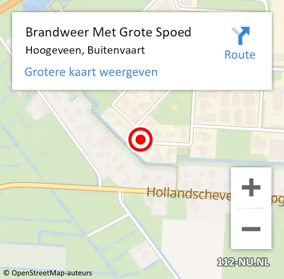 Locatie op kaart van de 112 melding: Brandweer Met Grote Spoed Naar Hoogeveen, Buitenvaart op 22 juni 2023 15:28