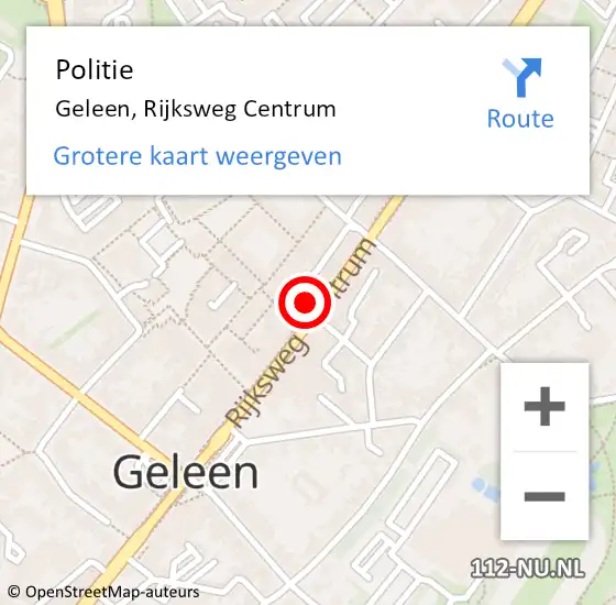 Locatie op kaart van de 112 melding: Politie Geleen, Rijksweg Centrum op 22 juni 2023 16:14