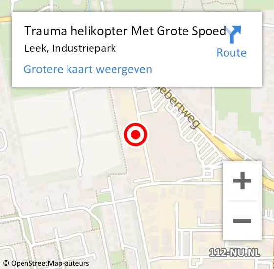Locatie op kaart van de 112 melding: Trauma helikopter Met Grote Spoed Naar Leek, Industriepark op 22 juni 2023 16:16