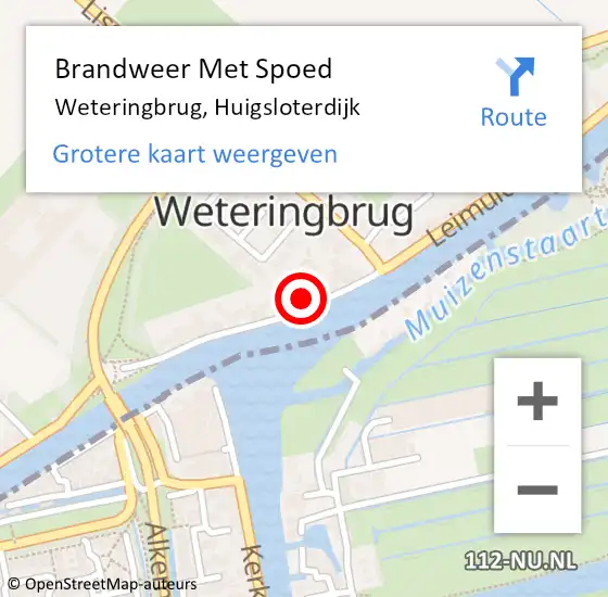 Locatie op kaart van de 112 melding: Brandweer Met Spoed Naar Weteringbrug, Huigsloterdijk op 22 juni 2023 16:46