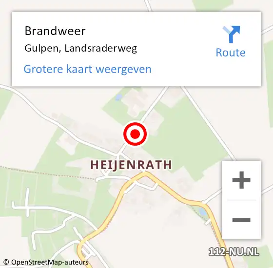 Locatie op kaart van de 112 melding: Brandweer Gulpen, Landsraderweg op 22 juni 2023 17:16