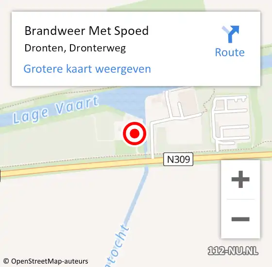 Locatie op kaart van de 112 melding: Brandweer Met Spoed Naar Dronten, Dronterweg op 22 juni 2023 17:54