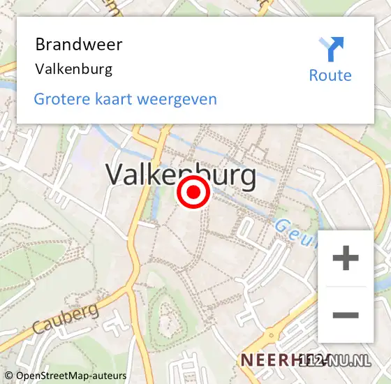 Locatie op kaart van de 112 melding: Brandweer Valkenburg op 22 juni 2023 18:17
