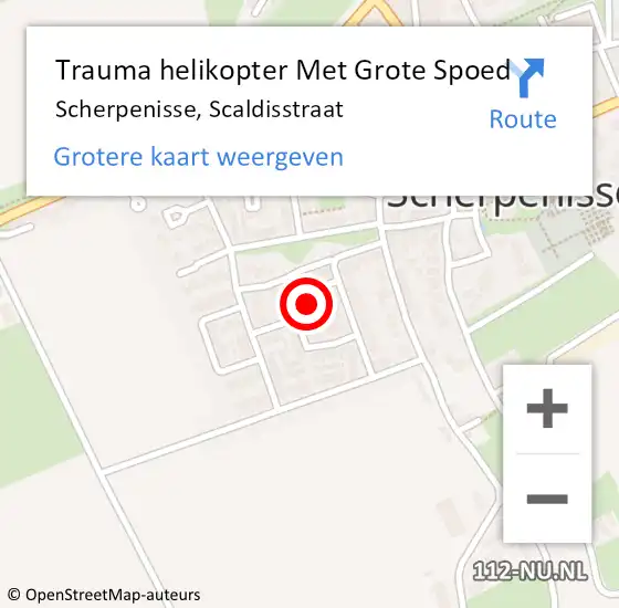 Locatie op kaart van de 112 melding: Trauma helikopter Met Grote Spoed Naar Scherpenisse, Scaldisstraat op 22 juni 2023 18:23