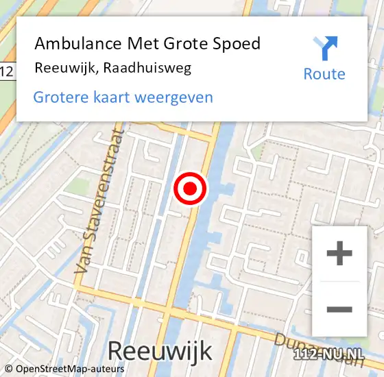 Locatie op kaart van de 112 melding: Ambulance Met Grote Spoed Naar Reeuwijk, Raadhuisweg op 22 juni 2023 18:38