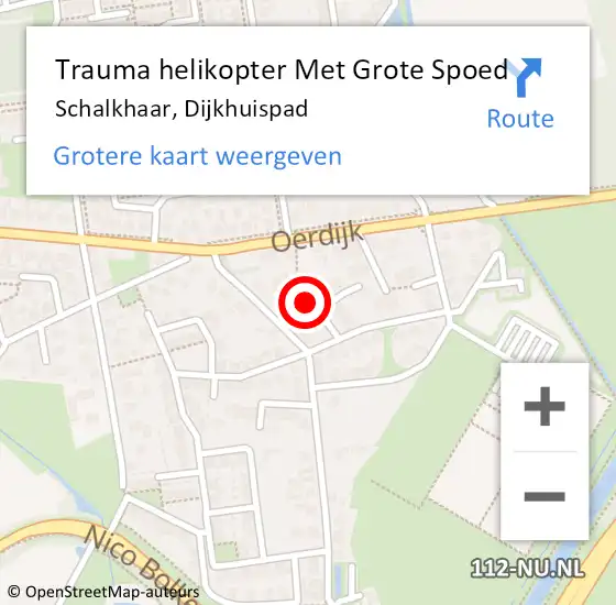 Locatie op kaart van de 112 melding: Trauma helikopter Met Grote Spoed Naar Schalkhaar, Dijkhuispad op 22 juni 2023 20:25