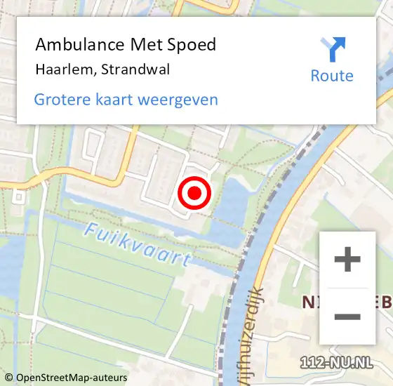 Locatie op kaart van de 112 melding: Ambulance Met Spoed Naar Haarlem, Strandwal op 22 juni 2023 23:57