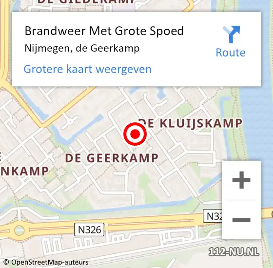 Locatie op kaart van de 112 melding: Brandweer Met Grote Spoed Naar Nijmegen, de Geerkamp op 23 juni 2023 05:04
